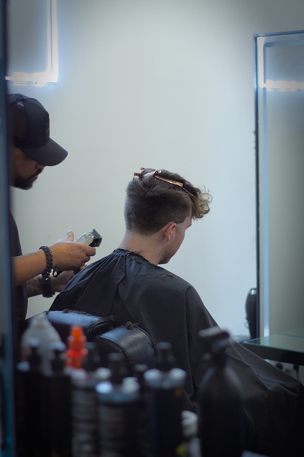 Precision scissor cut in progress at Wolfgang Hair Leicester