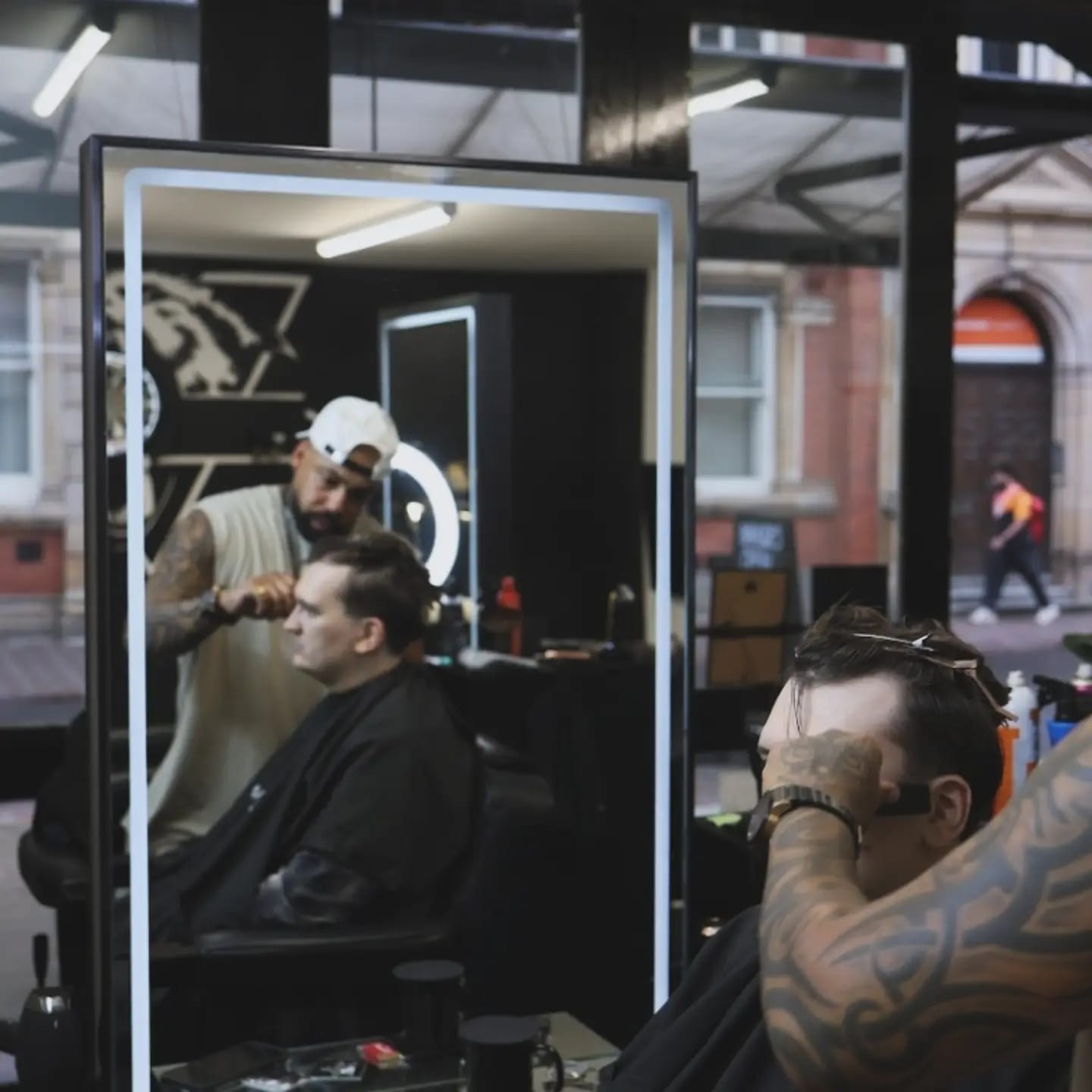 Men's haircut in progress at Wolfgang Hair Leicester